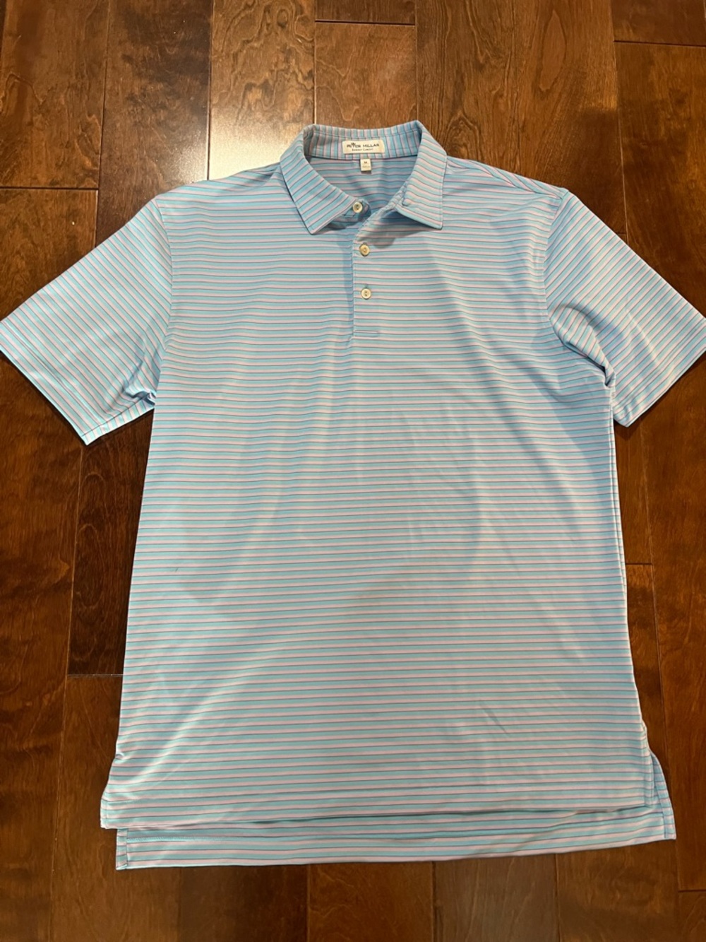 Peter Millar Light Blue Striped Polo